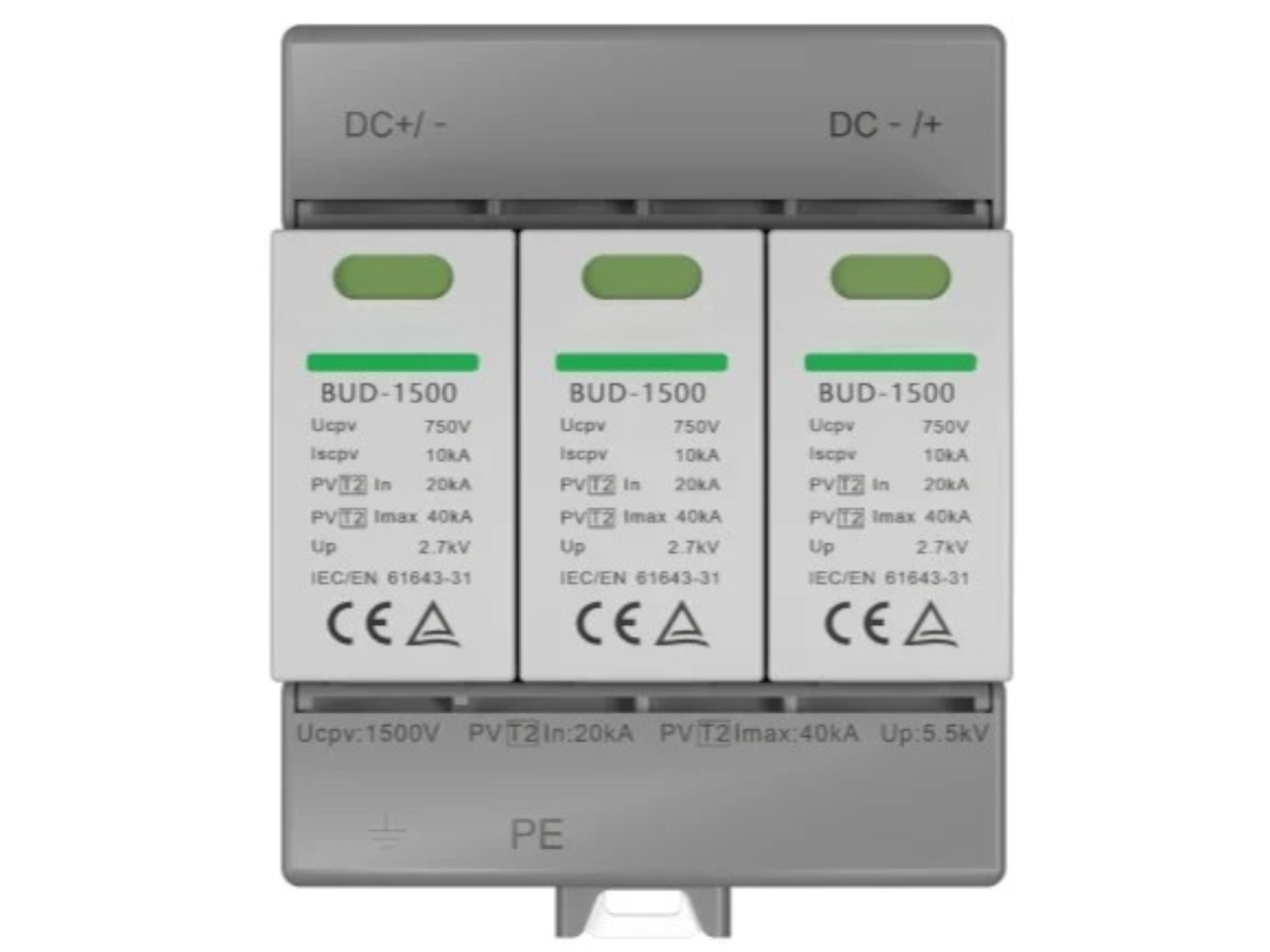 Dispositif de protection contre les surtensions PV 1500V Type 2 PV | IEC / EN 61643-31: 2018