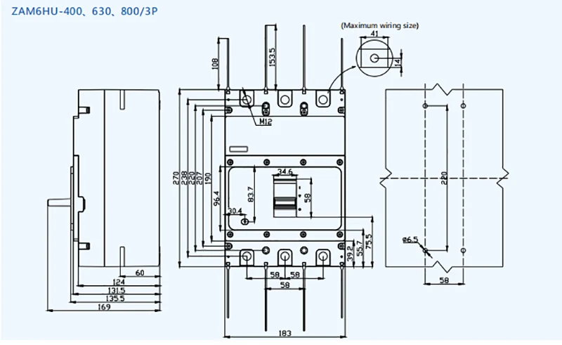 AC800V MCCB 630A Molded Case Circuit Breaker